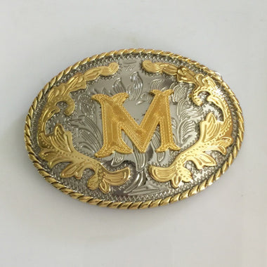 Western Golden Initial Letter Belt Buckle