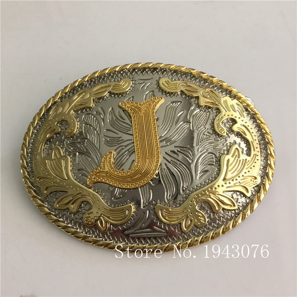 Western Golden Initial Letter Belt Buckle